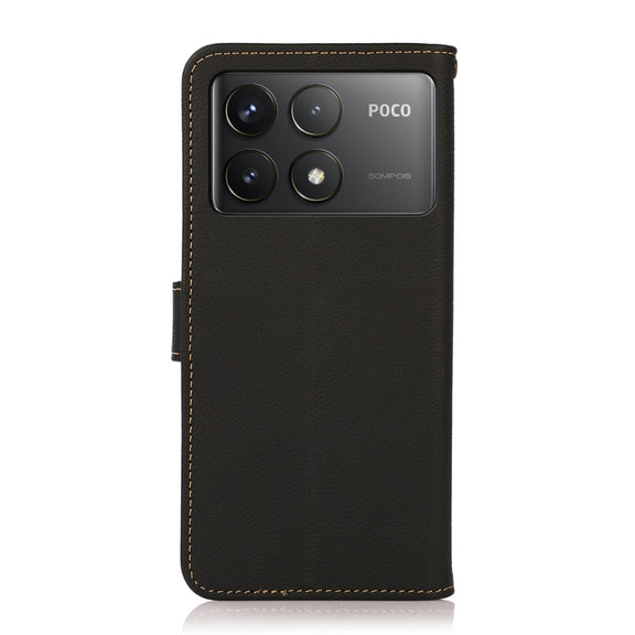 For Xiaomi Redmi K70 Pro KHAZNEH Custer Texture RFID Genuine Leather Phone Case(Black)