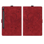 For Samsung Galaxy Tab S9 FE Love Butterfly Embossed Leather Tablet Case(Red)