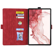 For Samsung Galaxy Tab S9 FE Love Butterfly Embossed Leather Tablet Case(Red)
