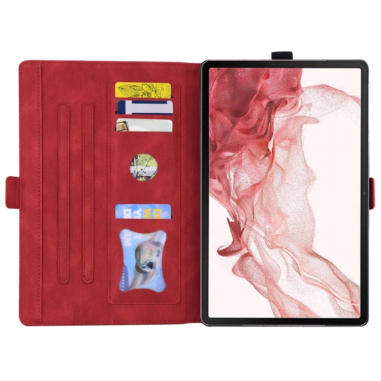 For Samsung Galaxy Tab S9 FE Love Butterfly Embossed Leather Tablet Case(Red)