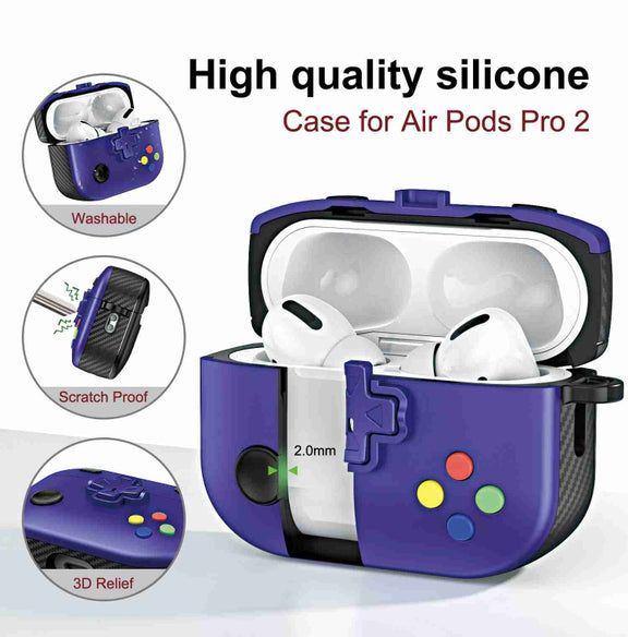 For AirPods Pro 2 Game Console Shape Wireless Earphones Protective Case(Blue)