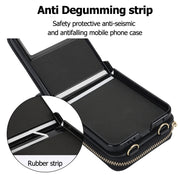 For Motorola Razr 40 Rhombic Texture Card Bag Phone Case with Dual Lanyard(Black)