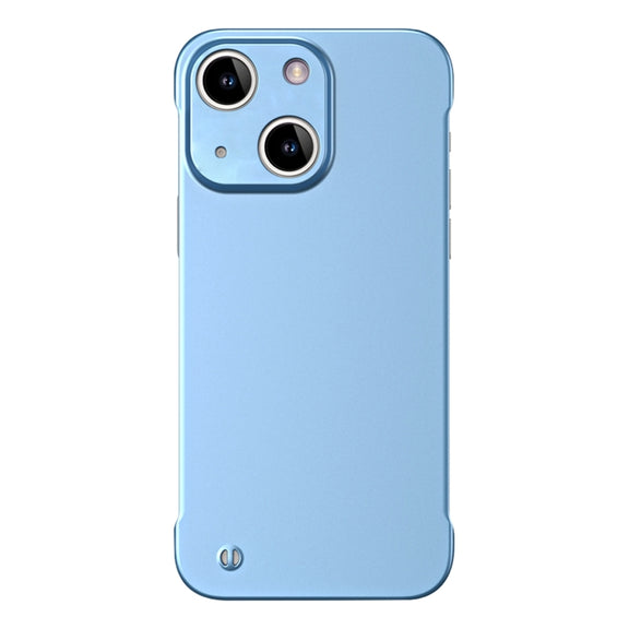 For iPhone 14 Plus Frameless Metallic Paint Hybrid PC Phone Case(Sierra Blue)