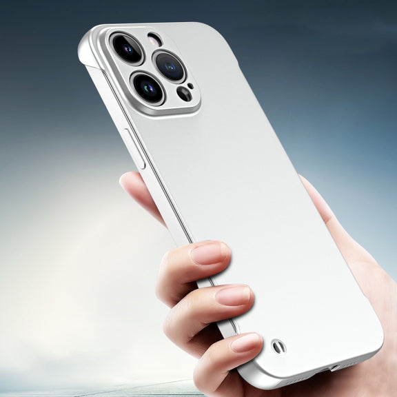 For iPhone 14 Pro Frameless Metallic Paint Hybrid PC Phone Case(Space Silver)