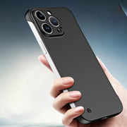 For iPhone 13 Pro Max Frameless Metallic Paint Hybrid PC Phone Case(Matte Black)