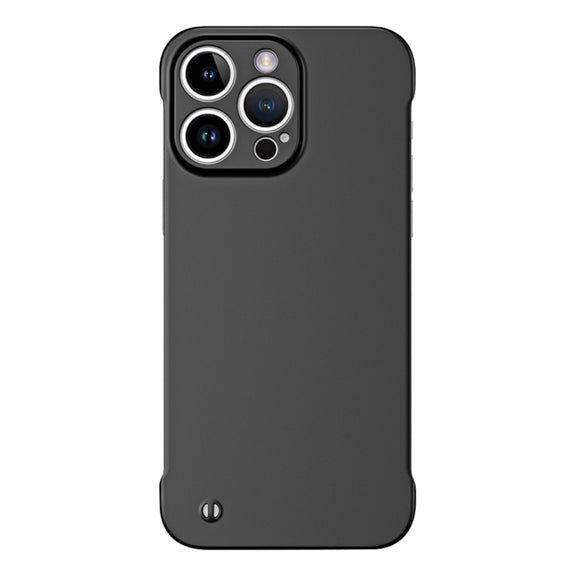 For iPhone 12 Pro Max Frameless Metallic Paint Hybrid PC Phone Case(Matte Black)