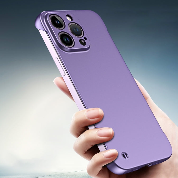 For iPhone 12 Pro Max Frameless Metallic Paint Hybrid PC Phone Case(Deep Purple)