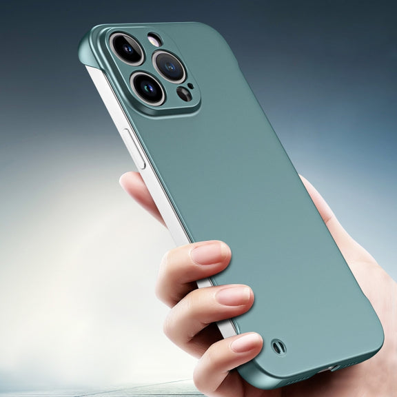 For iPhone 12 mini Frameless Metallic Paint Hybrid PC Phone Case(Green)