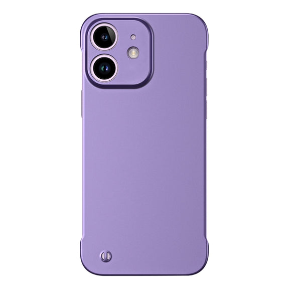 For iPhone 12 Frameless Metallic Paint Hybrid PC Phone Case(Deep Purple)