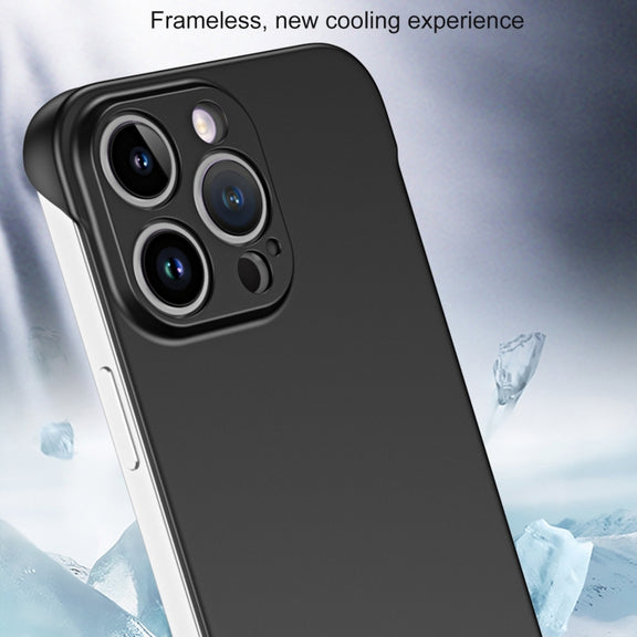 For iPhone 14 Frameless Metallic Paint Hybrid PC Phone Case(Sierra Blue)