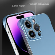 For iPhone 14 Pro Frameless Metallic Paint Hybrid PC Phone Case(Sierra Blue)