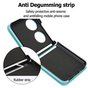 For Huawei P50 Pocket Rhombic Texture Card Bag Phone Case with Dual Lanyard(Green)