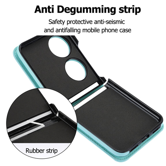 For Huawei P50 Pocket Rhombic Texture Card Bag Phone Case with Dual Lanyard(Green)