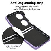For Huawei P50 Pocket Rhombic Texture Card Bag Phone Case with Dual Lanyard(Purple)