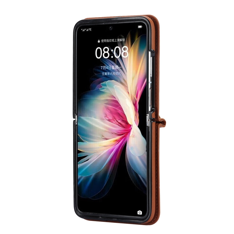 For Huawei P50 Pocket Rhombic Texture Card Bag Phone Case with Dual Lanyard(Brown)