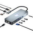 BYL-2309 Type-C to HDMI 4K 60Hz + DP HD + VGA + RJ47 + USB3.2 + Audio 3.5mm + PD100W + SD + TF Docking Station HUB - USB HUB by PMC TechLife | Online Shopping South Africa | PMC TechLife | Buy Now Pay Later Mobicred
