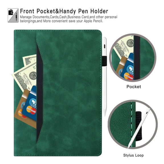 For Samsung Galaxy Tab S9 FE Splicing Shockproof Leather Tablet Case(Green)