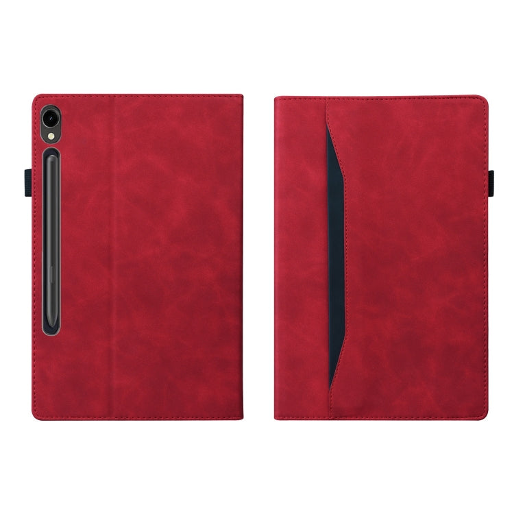 For Samsung Galaxy Tab S9 FE+ Splicing Shockproof Leather Tablet Case(Red)