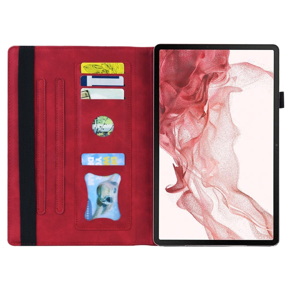 For Samsung Galaxy Tab S9 FE+ Splicing Shockproof Leather Tablet Case(Red)