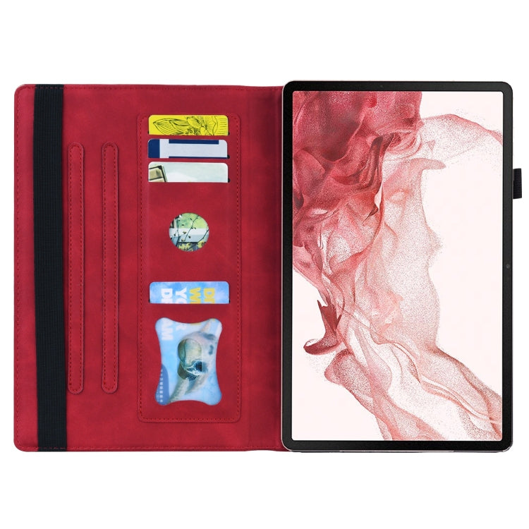 For Samsung Galaxy Tab S9 FE+ Splicing Shockproof Leather Tablet Case(Red)