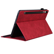 For Samsung Galaxy Tab S9 FE+ Splicing Shockproof Leather Tablet Case(Red)