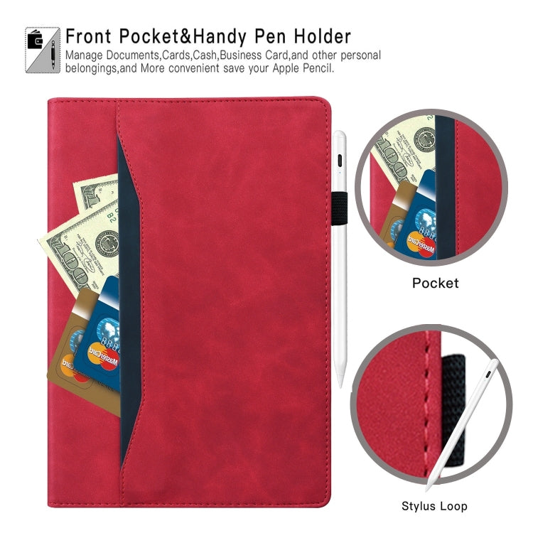 For Samsung Galaxy Tab S9 FE+ Splicing Shockproof Leather Tablet Case(Red)