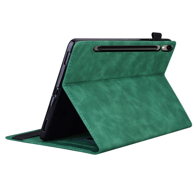 For Samsung Galaxy Tab S9 FE+ Splicing Shockproof Leather Tablet Case(Green)