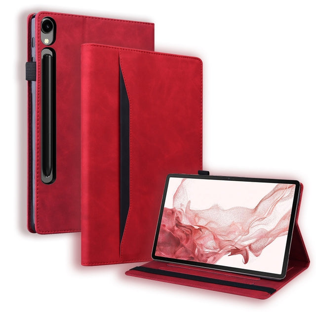 For Samsung Galaxy Tab S9 Ultra /S8 Ultra Splicing Shockproof Leather Tablet Case(Red)