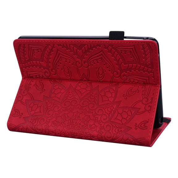 For Samsung Galaxy Tab S9 FE Calf Texture Embossed Leather Tablet Case(Red)