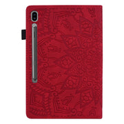For Samsung Galaxy Tab S9 Ultra Calf Texture Embossed Leather Tablet Case(Red)