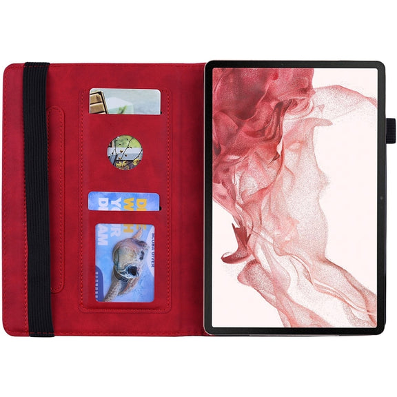 For Samsung Galaxy Tab S9 Ultra Calf Texture Embossed Leather Tablet Case(Red)