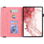 For Samsung Galaxy Tab S9 Ultra Calf Texture Embossed Leather Tablet Case(Pink)