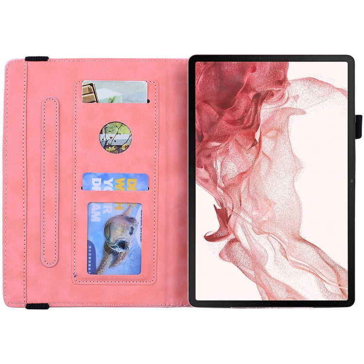 For Samsung Galaxy Tab S9 Ultra Calf Texture Embossed Leather Tablet Case(Pink)