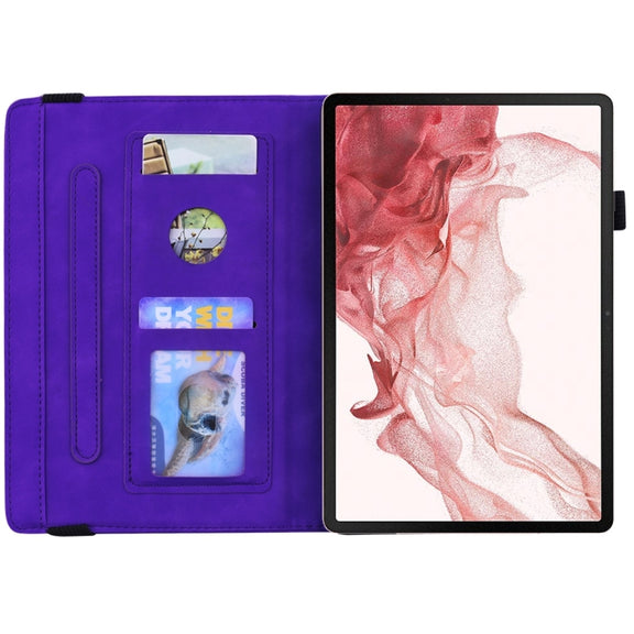 For Samsung Galaxy Tab S9 Ultra Calf Texture Embossed Leather Tablet Case(Purple)