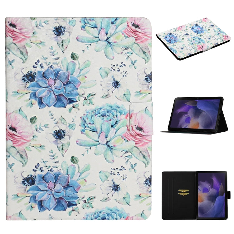 For Samsung Galaxy Tab A9+ Flower Pattern Horizontal Flip PU Tablet Case with Sleep / Wake-up Function(Blue Flower On White) - Galaxy Tab A9+ by PMC TechLife | Online Shopping South Africa | PMC TechLife