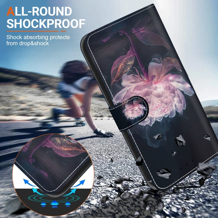 For Google Pixel 9 Pro Crystal Texture Colored Drawing Leather Phone Case(Purple Peony) - Google Cases by PMC TechLife | Online Shopping South Africa | PMC TechLife | Buy Now Pay Later Mobicred