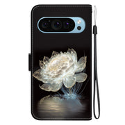 For Google Pixel 9 Pro Crystal Texture Colored Drawing Leather Phone Case(Crystal Peony)