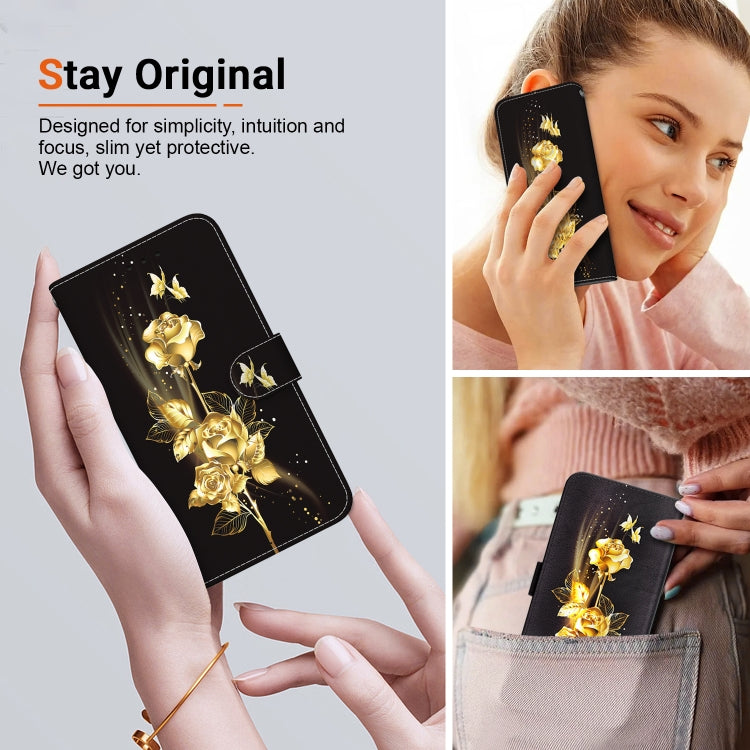 For Google Pixel 9 Pro Crystal Texture Colored Drawing Leather Phone Case(Gold Butterfly Rose) - Google Cases by PMC TechLife | Online Shopping South Africa | PMC TechLife | Buy Now Pay Later Mobicred