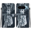 For Google Pixel 9 Pro Crystal Texture Colored Drawing Leather Phone Case(Cat Tiger Reflection) - Google Cases by PMC TechLife | Online Shopping South Africa | PMC TechLife | Buy Now Pay Later Mobicred