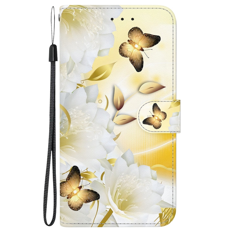For Google Pixel 9 Pro Crystal Texture Colored Drawing Leather Phone Case(Gold Butterfly Epiphyllum)