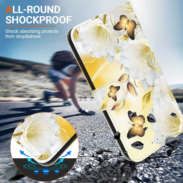 For Google Pixel 9 Pro Crystal Texture Colored Drawing Leather Phone Case(Gold Butterfly Epiphyllum) - Google Cases by PMC TechLife | Online Shopping South Africa | PMC TechLife | Buy Now Pay Later Mobicred