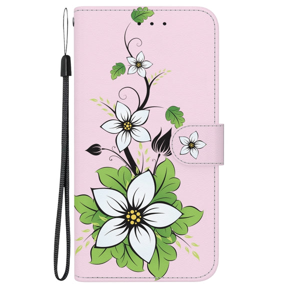 For Google Pixel 9 Pro Crystal Texture Colored Drawing Leather Phone Case(Lily)