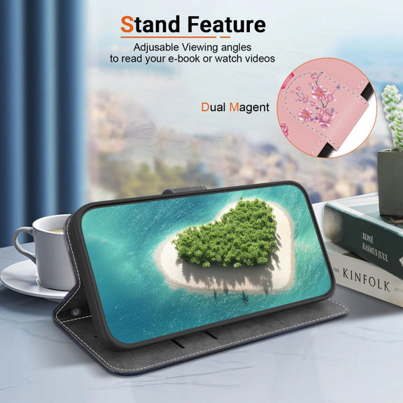 For Google Pixel 9 Pro Crystal Texture Colored Drawing Leather Phone Case(Cherry Blossoms)