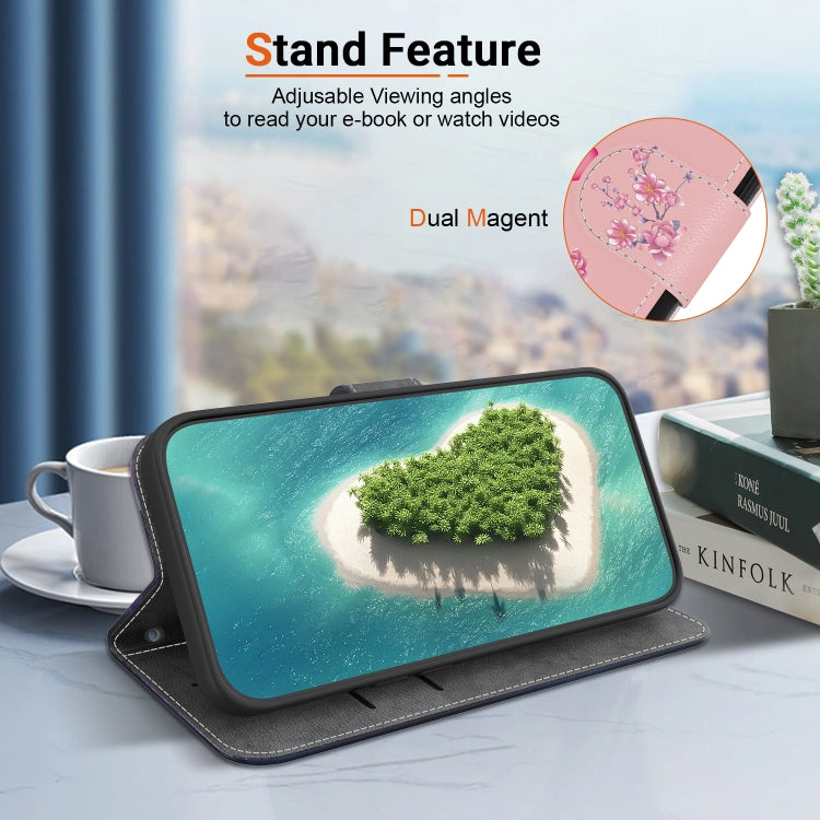 For Google Pixel 9 Pro Crystal Texture Colored Drawing Leather Phone Case(Cherry Blossoms)