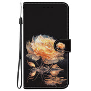 For Google Pixel 9 Crystal Texture Colored Drawing Leather Phone Case(Gold Peony)
