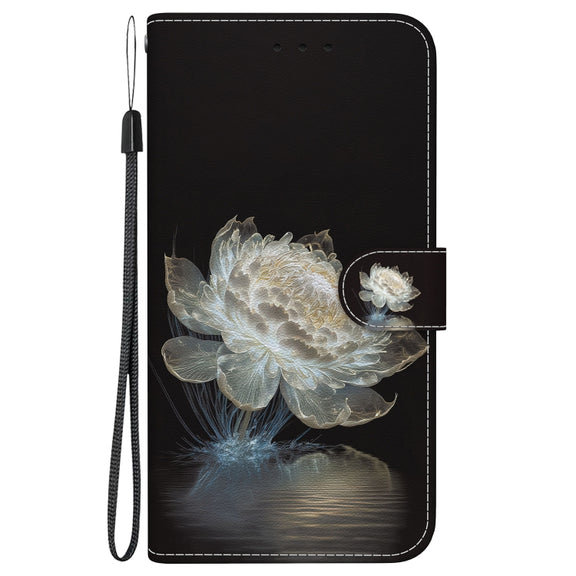 For Google Pixel 9 Crystal Texture Colored Drawing Leather Phone Case(Crystal Peony)