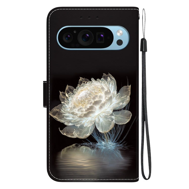 For Google Pixel 9 Crystal Texture Colored Drawing Leather Phone Case(Crystal Peony)