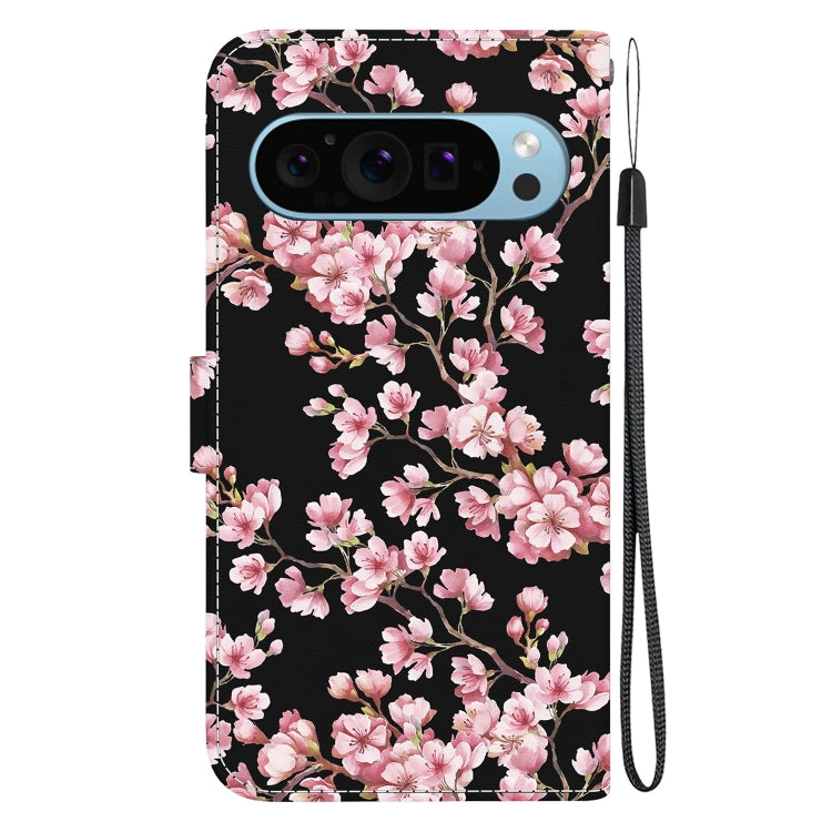 For Google Pixel 9 Crystal Texture Colored Drawing Leather Phone Case(Plum Bossom)