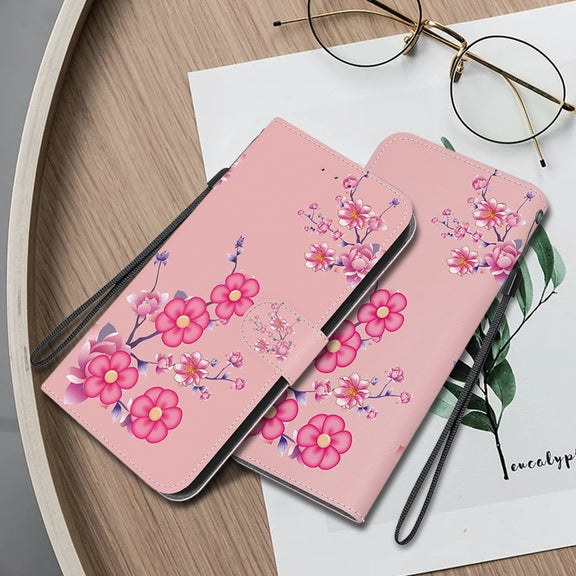 For Google Pixel 9 Crystal Texture Colored Drawing Leather Phone Case(Cherry Blossoms)