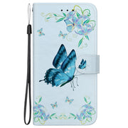 For Google Pixel 9 Crystal Texture Colored Drawing Leather Phone Case(Blue Pansies)